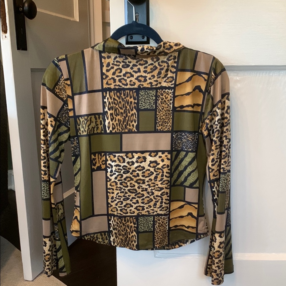 Leopard Print Patchwork Blouse - image 2